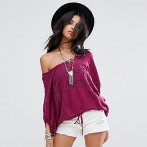 Free People Batwing Lace Blouse sz XS